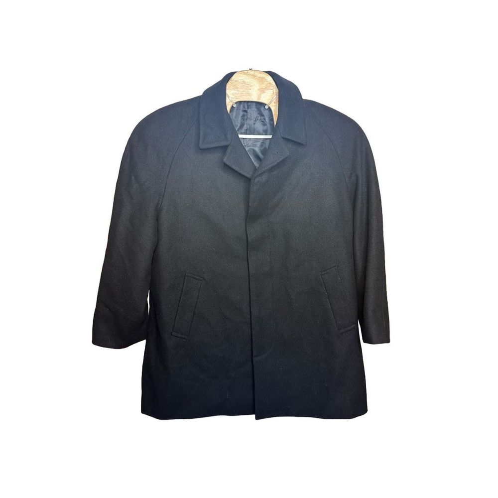 Cianni Cellini Harvard Black Wool Blend Concealed‎ Button Peacoat Size 48R Men's